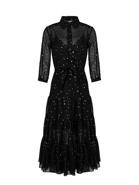 Черный комплект из шифона с серебряными звездами, 1