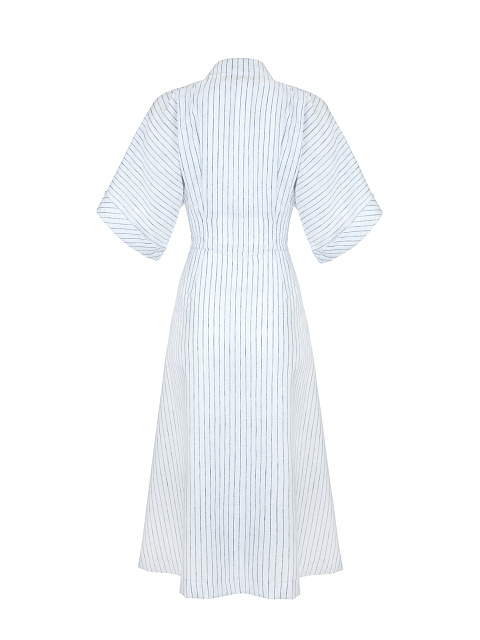 Белое хлопковое платье-миди в полоску, 2