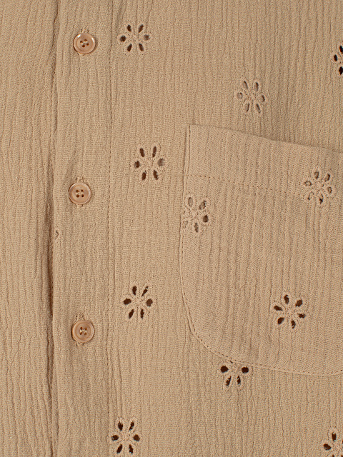Бежевый костюм из муслина с вышивкой, 5