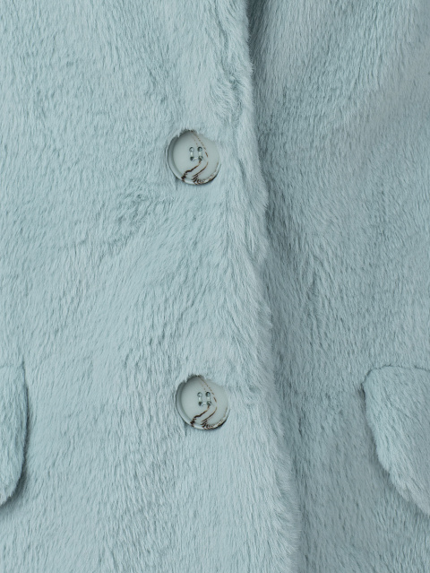 Бирюзовый однобортный жакет из эко-меха, 3