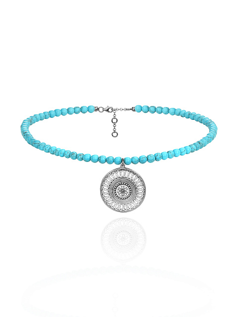 Колье с кулоном из серебра и бирюзы, 1