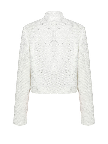 Белый твидовый жакет с бантом, 2