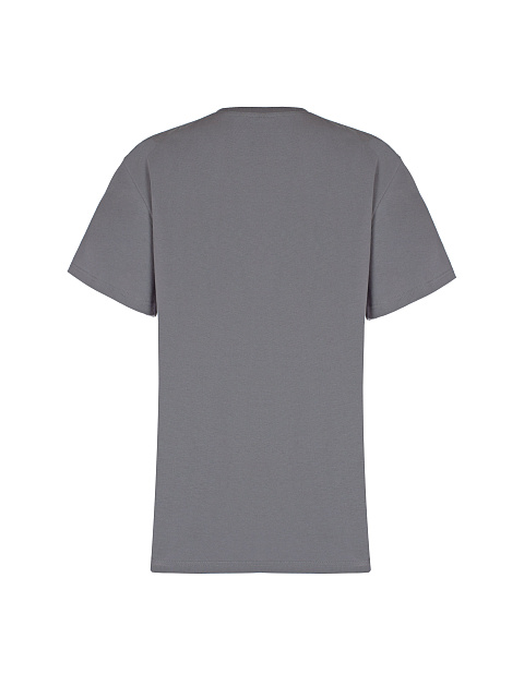 Серая хлопковая футболка с розовыми стразами, 2