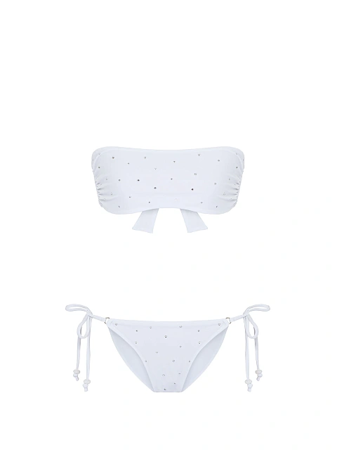 Белый раздельный купальник со стразами, 2