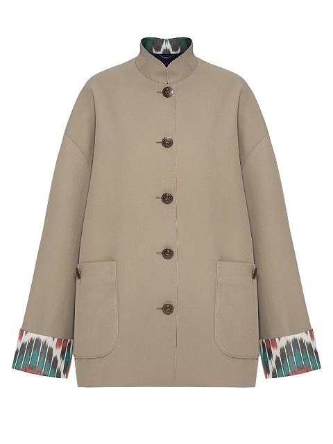 Бежевый жакет из хлопка с принтом икат, 1