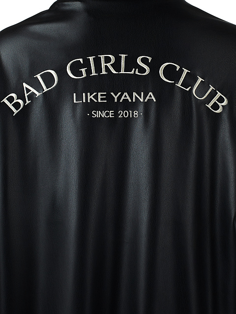 Черный бомбер Bad Girls Club из эко-кожи, 3 Черный бомбер Bad Girls Club из эко-кожи, 3