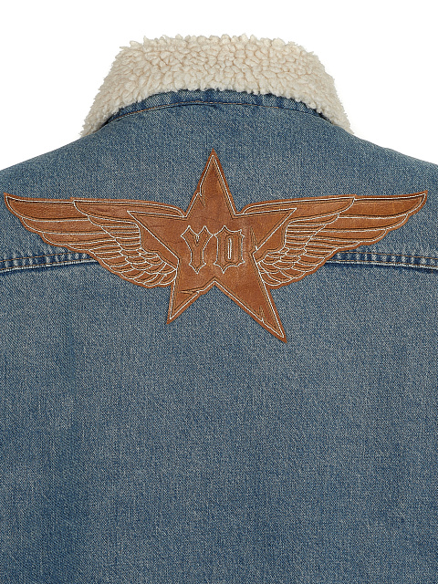 Синяя джинсовая куртка с подкладом из эко-меха, 3