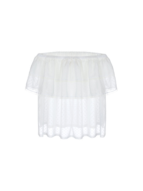 Белый шифоновый топ с открытыми плечами, 2