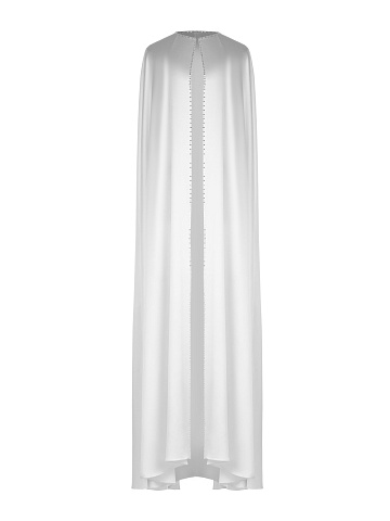 Белый шелковый кейп в пол со стразами, 1