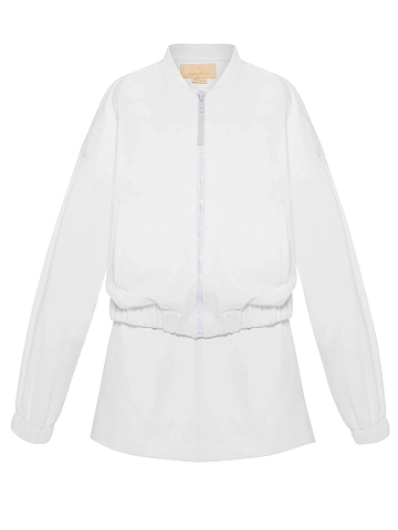 Белый костюм из футера с юбкой-мини, 1