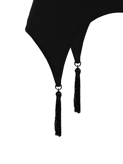 Черная майка из хлопка с кисточками из бисера, 3 Черная майка из хлопка с кисточками из бисера, 3