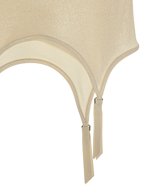 Бежевая майка с люрексом и фигурным низом, 4 Бежевая майка с люрексом и фигурным низом, 4