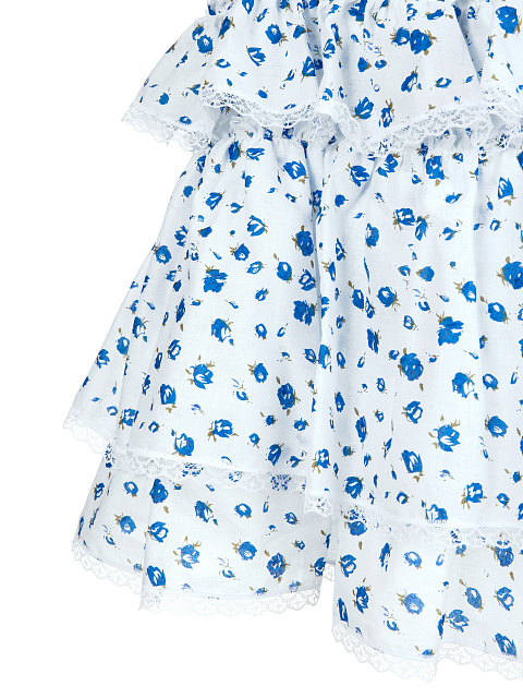 Белая хлопковая юбка с голубым цветочным принтом, 3