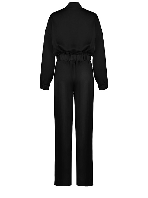 Черный атласный костюм из бомбера и брюк, 2