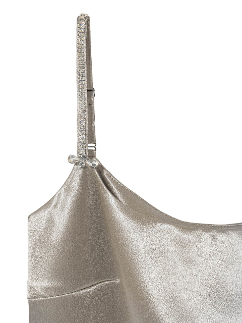Серебристое платье-мини из атласа, 3
