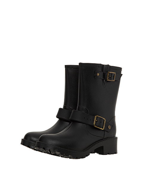 Черные резиновые полусапоги с бронзовой пряжкой, 1