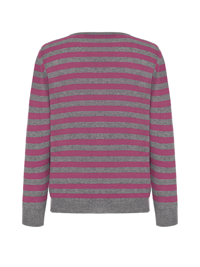 Розовый кашемировый пуловер в полоску, 2