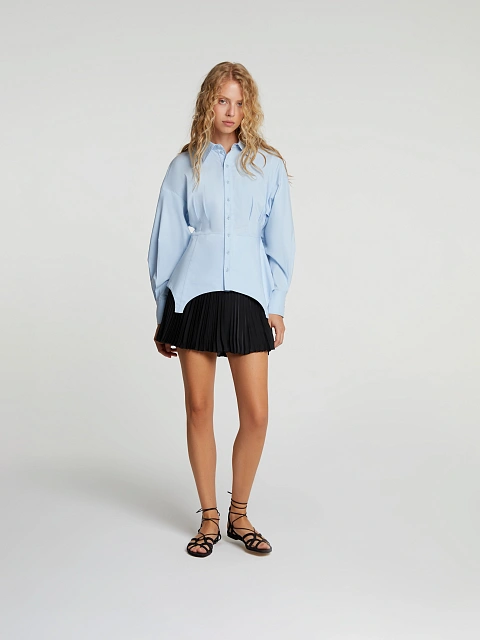 Голубая хлопковая рубашка с баской, 5 Голубая хлопковая рубашка с баской, 5