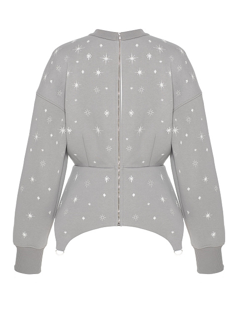 Серый свитшот из футера с вышивкой в виде снежинок, 2 Серый свитшот из футера с вышивкой в виде снежинок, 2