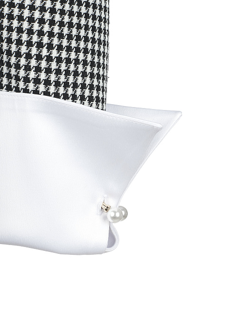 Черно-белое платье-мини с белыми манжетами, 5