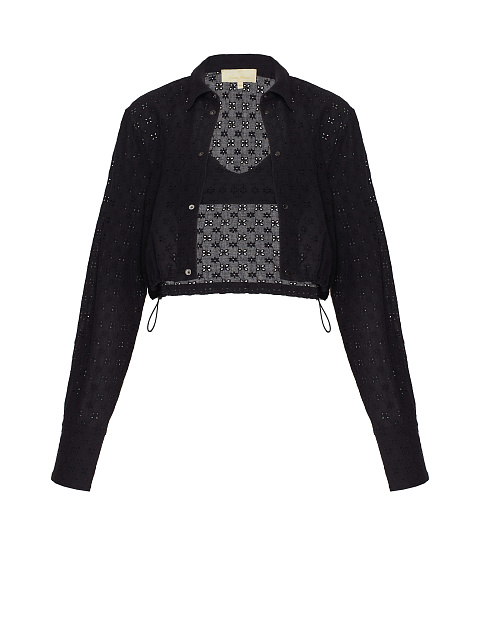 Черный хлопковый сет из укороченной рубашки и бра, 1 Черный хлопковый сет из укороченной рубашки и бра, 1