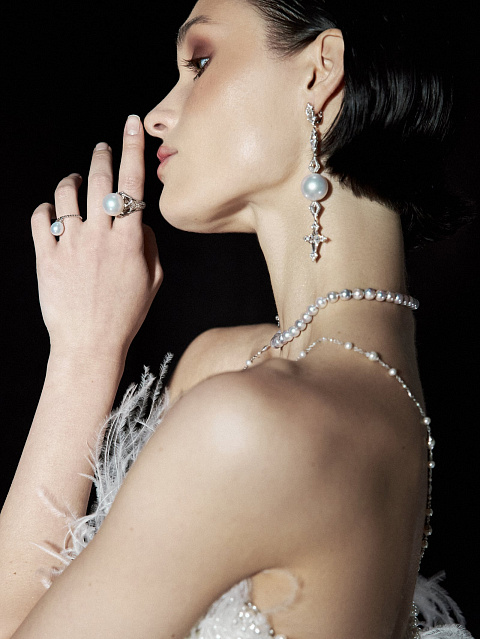 Кольцо из белого золота с подвеской из жемчуга, 2