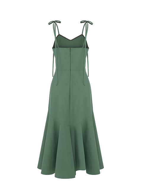 Зеленое хлопковое платье-миди, 3