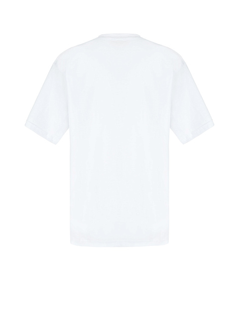 Белая хлопковая футболка с голубым принтом, 2