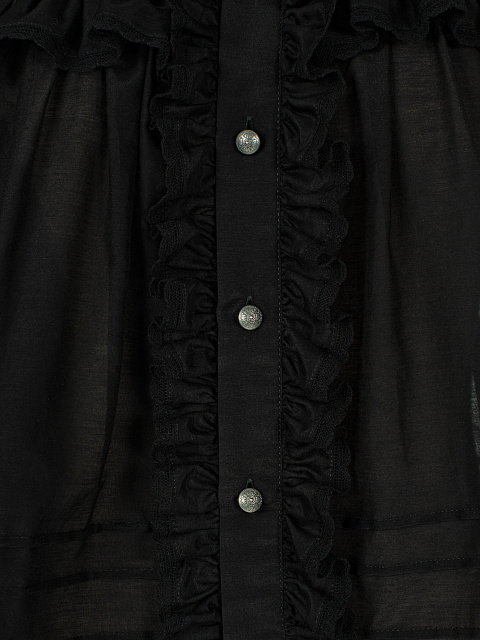 Черная блузка из хлопка с рюшами, 3