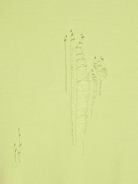 Салатовый хлопковый свитер с дырками, 3