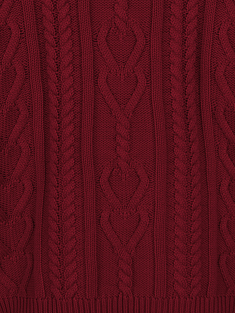Бордовый хлопковый свитер с косами, 4