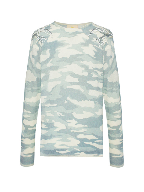 Белый джемпер из кашемира с принтом и вышивкой в виде ландышей, 1