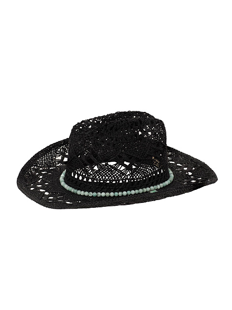 Черная соломенная шляпа с амазонитом, 1