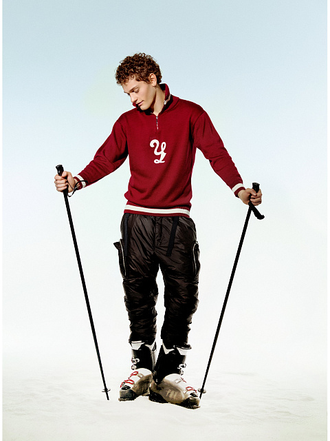 Бордовый вязаный пуловер с молнией, 6