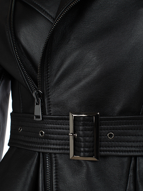 Черная кожаная косуха с шипами и баской, 5