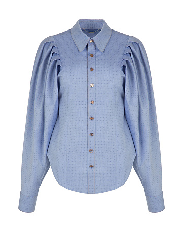 Голубая хлопковая рубашка в крапинку, 1