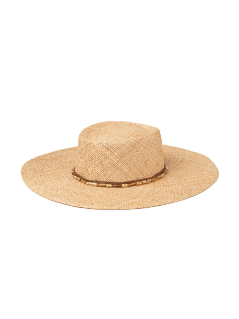 Соломенная шляпа с отделкой кожаным шнурком и камнями, 1