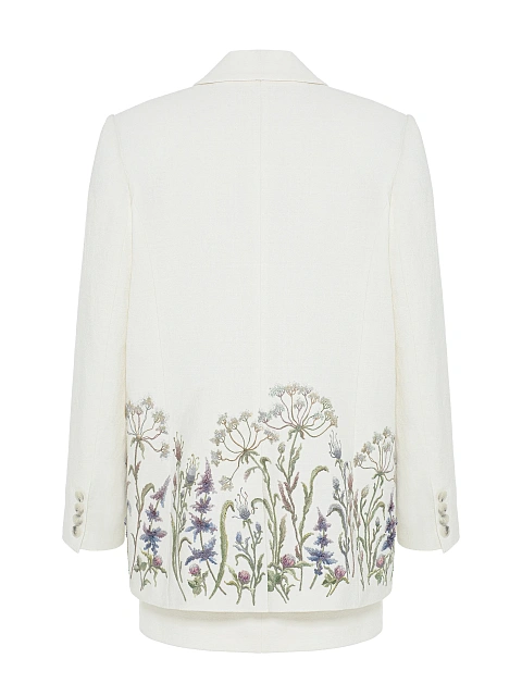 Белый костюм-тройка с цветочной вышивкой, 3