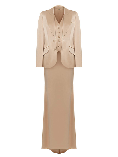 Бежевый шелковый костюм-тройка, 3