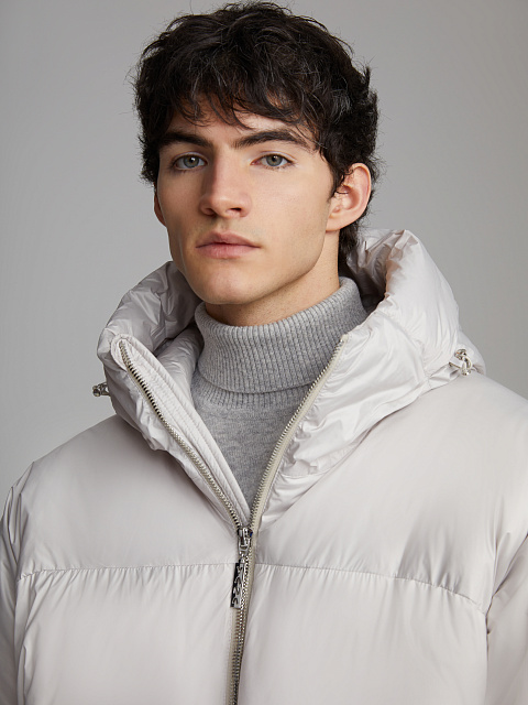 Серый унисекс пуховик с капюшоном, 8