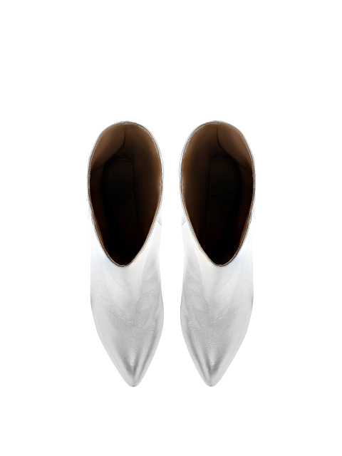 Серебристые полусапоги из кожи на каблуке, 4