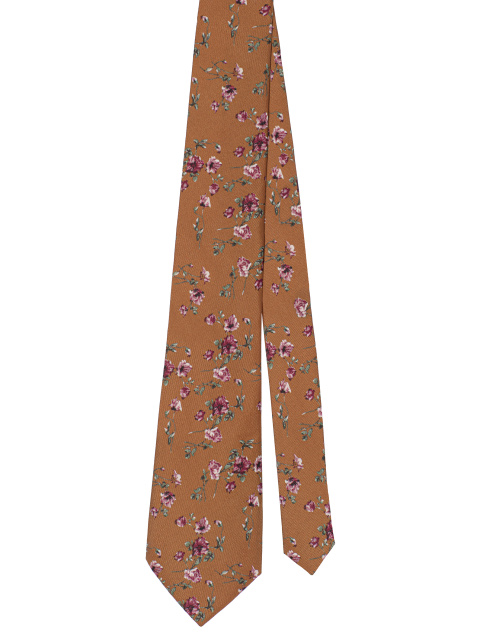 Светло-коричневый галстук с цветочным принтом, 1