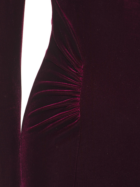 Бордовое платье-макси из бархата с кристаллами Swarovski, 4
