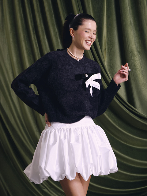 Белая юбка-баллон из тафты, 4 Белая юбка-баллон из тафты, 4