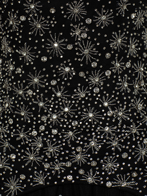 Черное платье-макси из фатина с кристаллами, 4