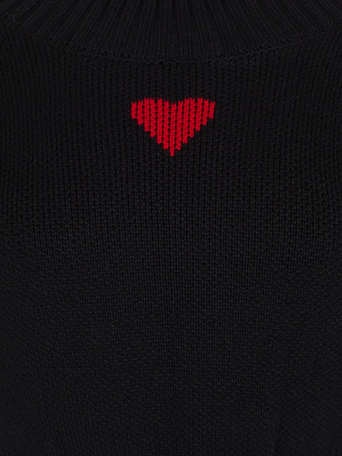 Черный укороченный свитер с сердцем, 3 Черный укороченный свитер с сердцем, 3