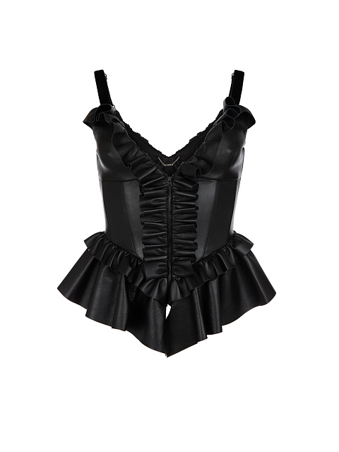 Кожаный корсетный топ с баской, 1 Кожаный корсетный топ с баской, 1