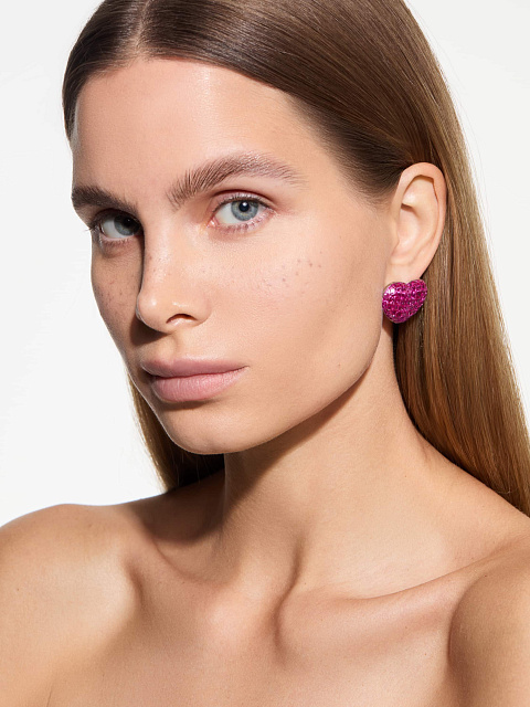 Серьги-пусеты из белого золота с рубинами, 3