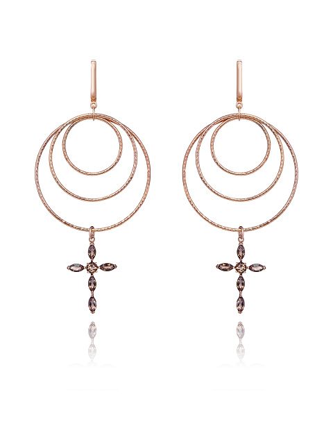 Хупсы из серебра с дымчатым кварцем, 1