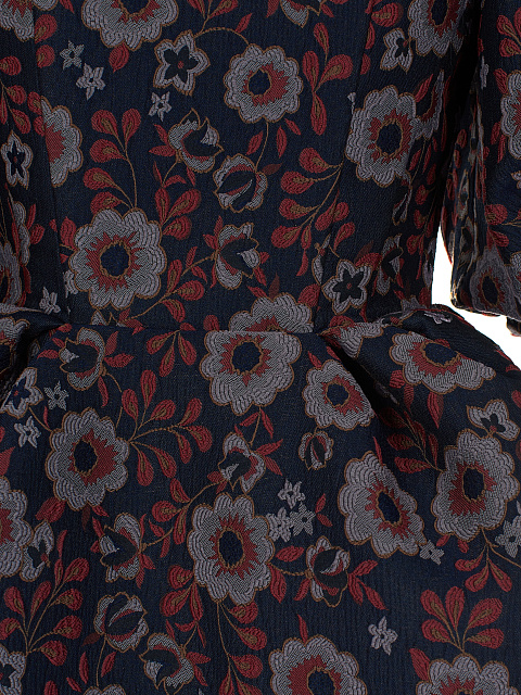 Синее платье-мини из жаккарда с цветочным принтом, 4 Синее платье-мини из жаккарда с цветочным принтом, 4